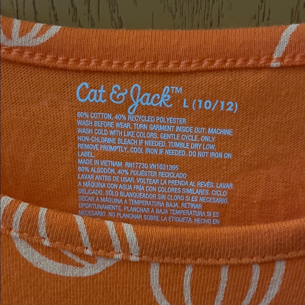 Cat & Jack Orange Pumpkin Pattern Dress Large 10/12 - Picture 2 of 6